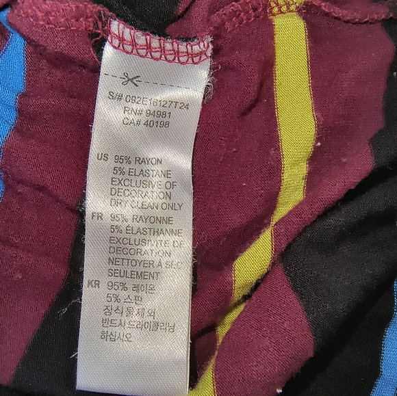 💎 3/$15 XXI Striped Bodycon Retro Dress w/Puff Sleeve & Flower Appliqué in Sz M - Picture 7 of 16